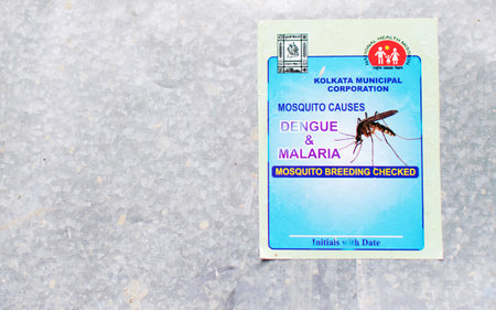 KOLKATA, WEST BENGAL, INDIA - 25 SEPTEMBER 2016 : Advertisement from Kolkata Municipal Corporation to raise awareness and fight against disease like Dengue and Malaria. Each year many dies from these.のeditorial素材