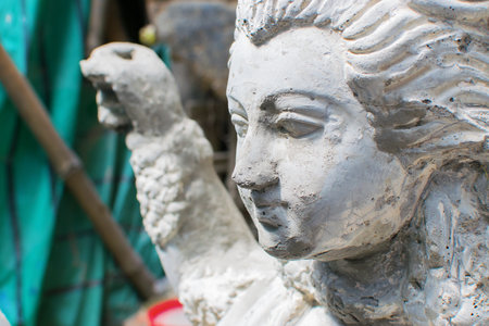 KOLKATA, WEST BENGAL, INDIA - 25 SEPTEMBER 2016: Clay idol of Goddess Durga, under preparation forのeditorial素材