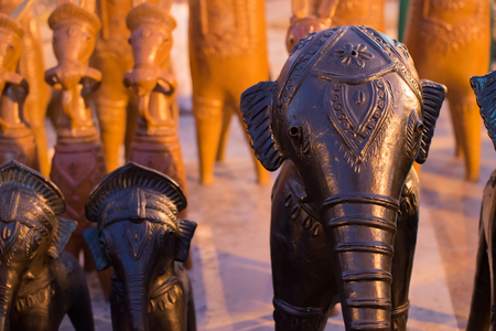 Clay made elephant , terracotta handicrafts of Bankura and Bishnupur , on display during the Handicraft Fair in Kolkata , West Bengal, India. It is the biggest handicrafts fair in Asia.の写真素材