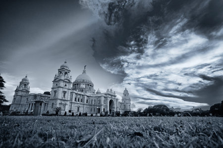 Sunset at Victoria Memorial, Kolkata , Calcutta, West Bengal, India . A Historical Monument of...