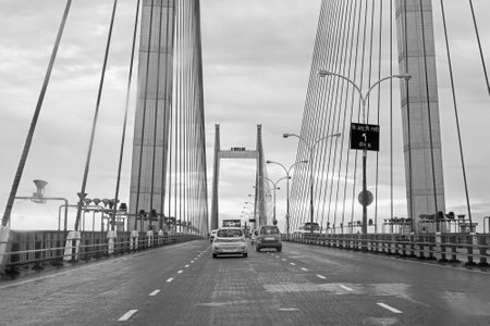 HOWRAH, WEST BENGAL , INDIA - AUGUST 7TH 2016 : Vidyasagar Setu (Bridge) over river Ganges, 2nd...