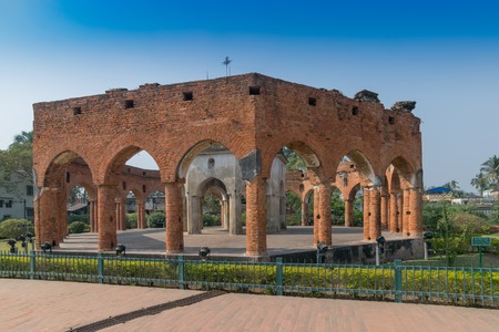 Roofless brick built Rasmancha, Pratapeswar Temple, Kalna, West Bengal, India.の写真素材