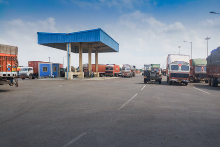 PETRAPOLE, WEST BENGAL , INDIA - JUNE 2ND 2018 : Indian side of international border between India and Bangladesh . Benapole is Bangladesh side. Bi lateral trade gateway between two countries.のeditorial素材