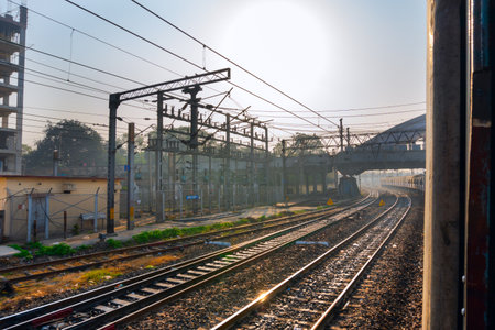 HOWRAH STATION , HOWRAH, WEST BENGAL / INDIA - 4TH FEBRUARY 2018 : Railway track of Indian railway. It is fourth largest network by size in the world.のeditorial素材