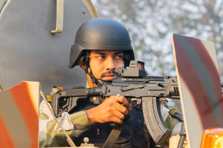 RED ROAD, KOLKATA, WEST BENGAL / INDIA - 21ST JANUARY 2018 : Portrait of India's National Cadet...