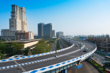 Kolkata, West Bengal,India- January 1st 2016 : Ma or Maa flyover, is a 4.5 kilometer long flyover in Kolkata.. From Alipore to Eastern Metropolitan Bypass of Kolkata. A large traffic is carried daily.のeditorial素材