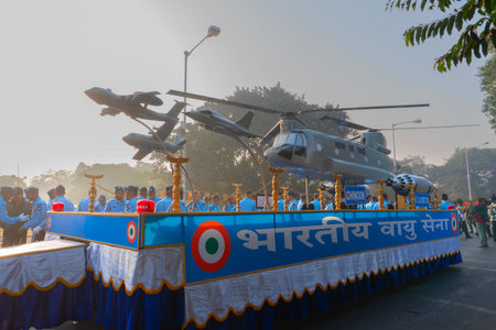 Kolkata, West Bengal, India - 23rd January 2018 : A replica of Chinook helicopter on display by...