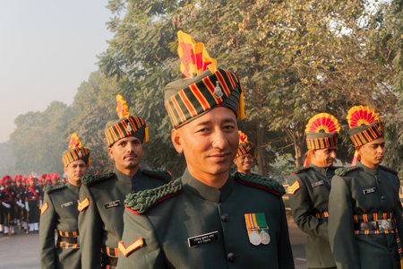 Kolkata, West Bengal, India - 23rd Januaray 2018 : Indian armed force Officers wearing colourful...