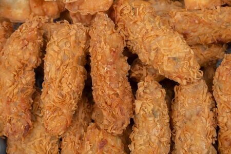 Chicken rolls are being sold at Territy Bazar, Kolkata. Chicken wrapped and fried with a slight...