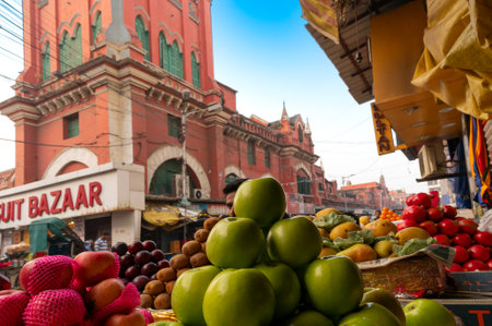 Kolkata, West Bengal, India - 29th December 2019 : Various fruits are being sold at retail fruit market in New Market area, Kolkata.のeditorial素材