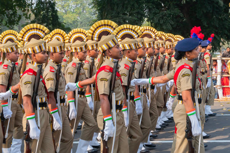 Kolkata, West Bengal, India - 26th January 2020 : India's Central Social Welfare Board (CSWB) cadets...
