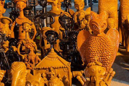 Famous Terracotta dolls for sale in handicraft fair in Kolkata.の写真素材