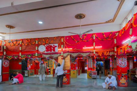 Jaisalmer, Rajasthan, India - 15th October 2019 : Devotees inside Tanot Mata Mandir at India Pakistan border in Thar desert. Ancient temple maintained by Indian soldiers to worship Goddess Tanot.のeditorial素材