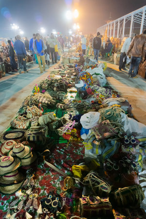 Kolkata, West Bengal, India - 31st December 2018 : Handmade jute hats and other products,...