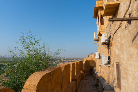 Jaisalmer,Rajasthan,India - October 15, 2019 : Jaisalmer Fort or Sonar Quila or Golden Fort, made of yellow sandstone, in the morning light. UNESCO world heritage site at Thar desert.のeditorial素材