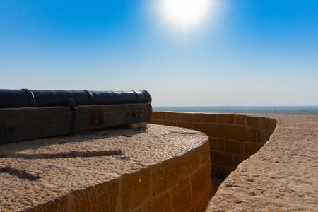 Jaisalmer, Rajasthan, India - October 13,2019 : Huge Cannon used in past for defence against...