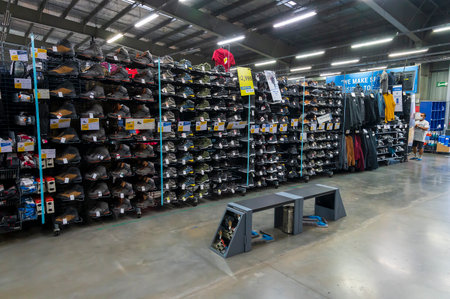 Howrah, West Bengal, India - 26th October 2020 : Various sports shoes on sale at Decathlon store of Uluberia, Howrah.のeditorial素材