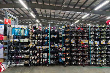 Howrah, West Bengal, India - 26th October 2020 : Various sports goods on sale at Decathlon store of Uluberia, Howrah.のeditorial素材