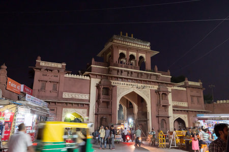 Jodhpur, Rajasthan, India - 19.10.2019 : Famous Sardar Market and Ghanta ghar Clock tower in Jodhpur, Rajasthan, India at night.のeditorial素材