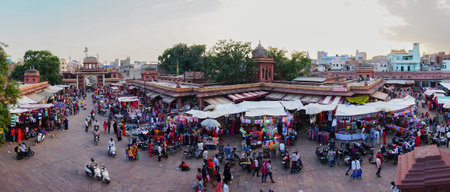 Jodhpur, Rajasthan, India - 16.10.2019 : Panoramic view from top, famous Sardar Market and Ghanta ghar Clock tower market.のeditorial素材