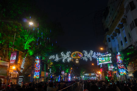 Kolkata, West Bengal, India - 26.12.2018 : Christmas celebration by enthusiastic young public at...