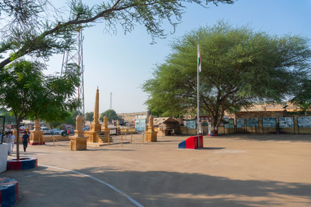 Jaisalmer, Rajasthan, India - 15th October 2019 : Tanot Mata Mandir at India Pakistan border in Thar desert. Ancient temple maintained by Indian soldiers to worship famous Goddess Tanot.のeditorial素材