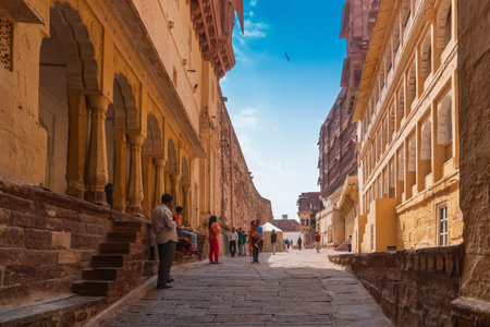Jodhpur, Rajasthan, India - 19th October 2019 : View of famous Mehrangarh fort, Jodhpur, Rajasthan, India. Mehrangarh Fort is UNESCO world heritage site popular amongst tourists worldwide.のeditorial素材