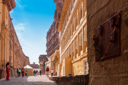Jodhpur, Rajasthan, India - 19th October 2019 : View of famous Mehrangarh fort, Jodhpur, Rajasthan, India. Mehrangarh Fort is UNESCO world heritage site popular amongst tourists worldwide.のeditorial素材