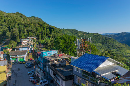 Kaluk, Sikkim, India - 18th October 2016 : Tranquil view of Kaluk, a tourist spot in the foothill of Eastern Himalayas, West Sikkim. Famous for it's natural beauty and quaint settlement in mountains.のeditorial素材