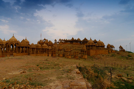 Bada Bagh or Barabagh, means Big Garden, is a garden complex in Jaisalmer, Rajasthan, India, for Royal cenotaphs, or chhatris, of Maharajas means Kings of Jaisalmer state. Tourist attraction.の写真素材