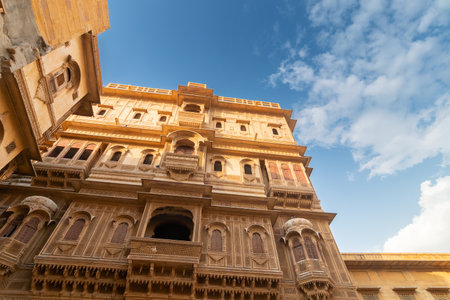Jaisalmer, Rajasthan, India - 16 th October 2019 : Patwon Ki Haveli , Mansion of Brocade Merchants, a cluster of five large havelis bulit by wealthy Guman Chand Patwa, largest haveli ,private mansion.のeditorial素材