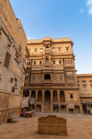 Jaisalmer, Rajasthan, India - 16 th October 2019 : Patwon Ki Haveli , Mansion of Brocade Merchants, a cluster of five large havelis bulit by wealthy Guman Chand Patwa, largest haveli ,private mansion.のeditorial素材