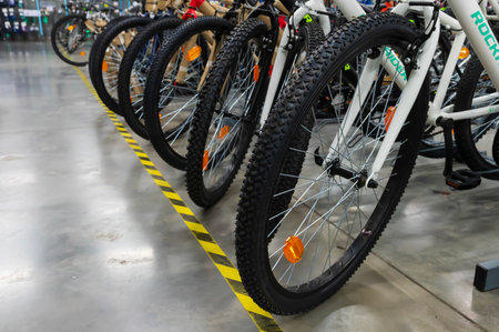 Howrah, West Bengal, India - 26th October 2020 : Various sports cycles, mountain cycles, hybrid...