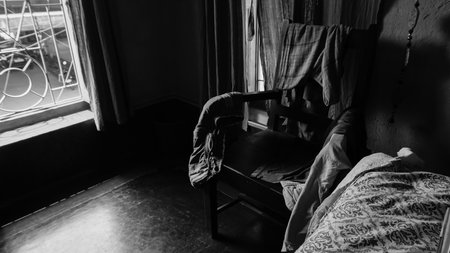Howrah, West Bengal, India - 19.04.2021 : Interior view of a Bengali man's room during day time.のeditorial素材