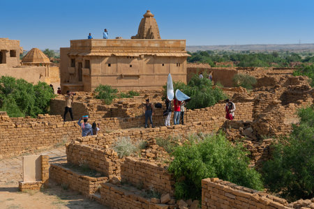 Jaisalmer,Rajasthan,India-14.10.2019- Ruins, abandoned houses of Kuldhara village.It is said that this village is cursed and hence no human could live here for long. Houses are haunted, so is village,のeditorial素材
