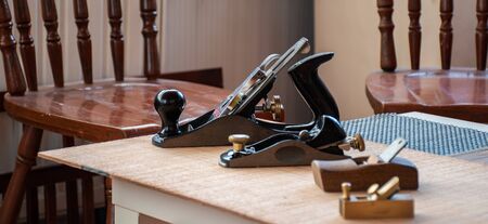 hand planers that consecutively placed in workshopの写真素材