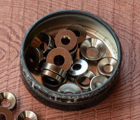 titanium countersink washers in the boxの写真素材
