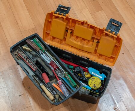 toolbag is full of dirty dusty tools