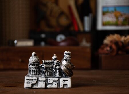 marriage rings on the pisa towerの写真素材