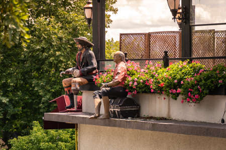 pirate concept made with realistic sculptures on the roof of building, outdoor.の写真素材