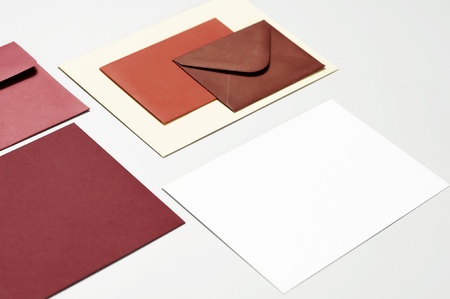 Post envelopes of different colours and sizesの写真素材