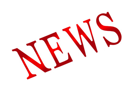 Word "News" written with red letters over white backgroundの写真素材