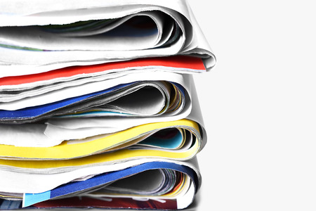 Old folded newspapers. Selective focus.の写真素材