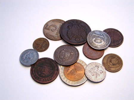 Coins on whiteの写真素材