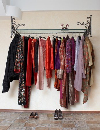 Lady clothing store interior with shelf Lady clothing store interior with shelf