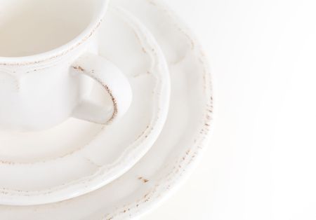 Cup, saucer and plate fragment  view from above の写真素材