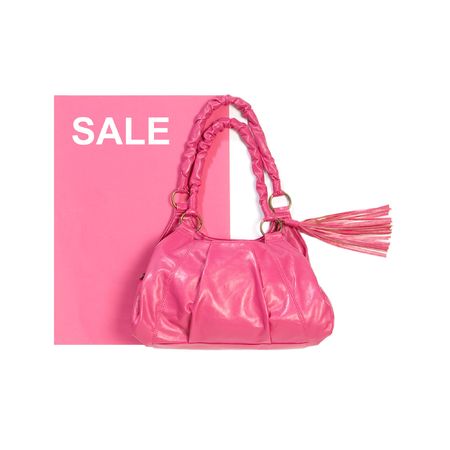 Pink lady bag on white and pink backgroundの写真素材