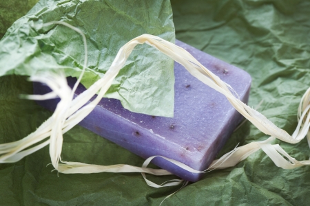 Soap bar with natural ingredients in paperの写真素材
