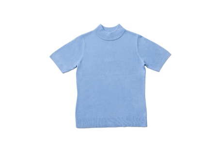 Blue woman knitted blouse on white isolatedの写真素材