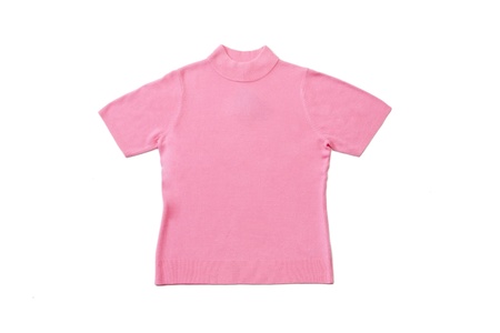 Pink woman knitted blouse on white isolatedの写真素材